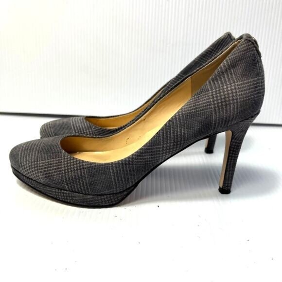 Women's Ivanka Trump Career Office Platform Plaid Gray High Heels Pumps Size 7 - Picture 5 of 10